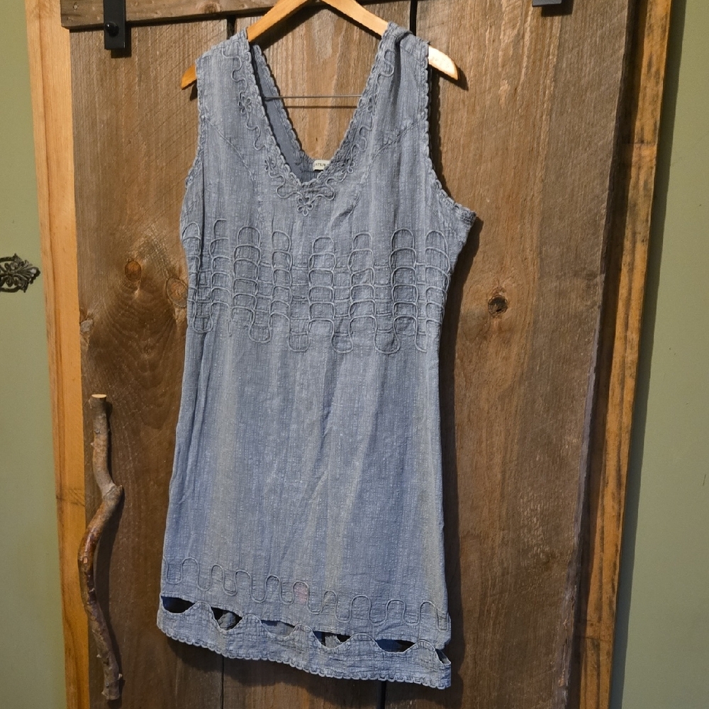 Cotton Natvral Blue Sleeveless Denim Dress